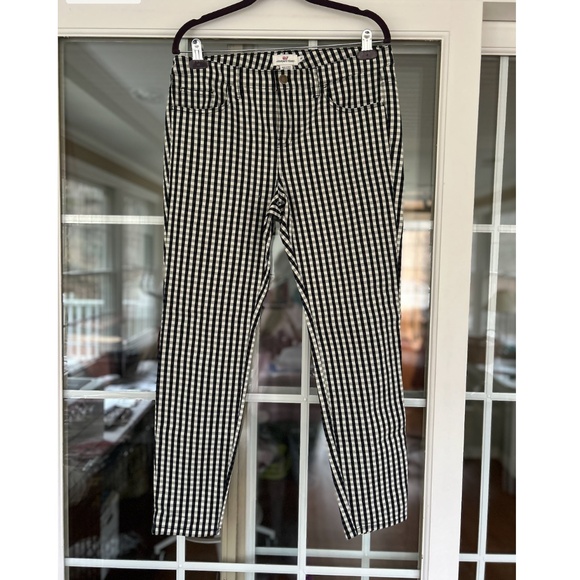 NWT Vineyard Vines Jet Black Gingham 5 pocket pants sz 10 - Picture 1 of 9